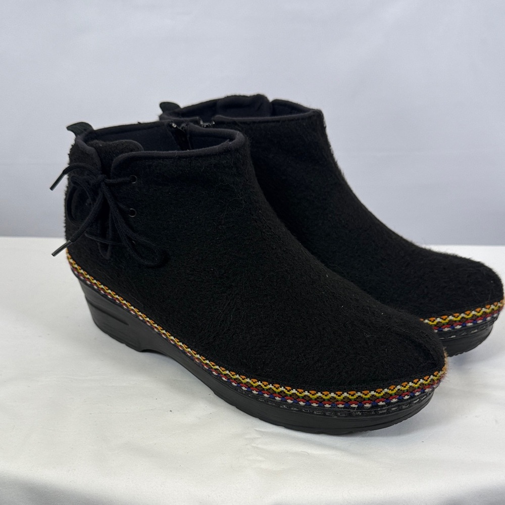 Dansko Fia Felted Black Wool LK Haflinger Ankle Booties Made in Poland Nordic 39